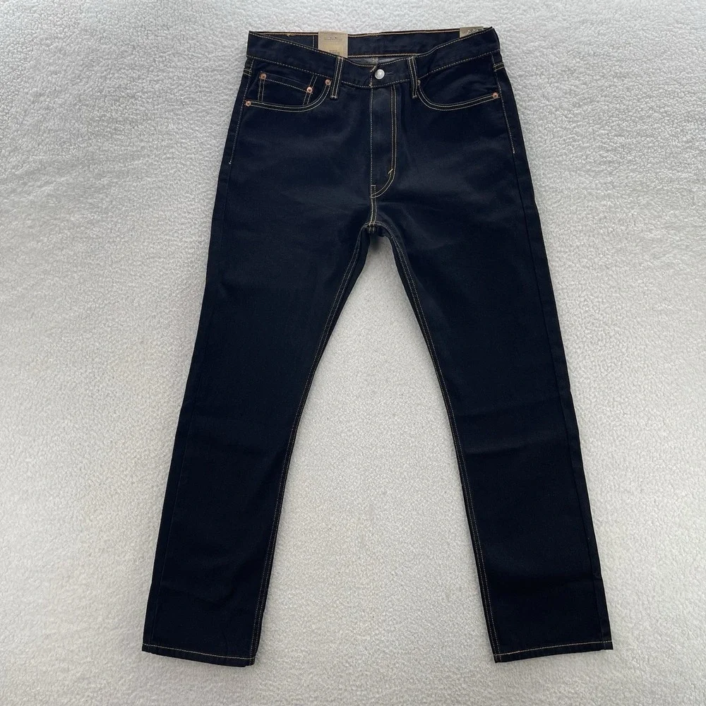 Levis 513 Jeans Mens 34x32 Black Blue Slim Straight Dark Wash Preppy Grunge NEW